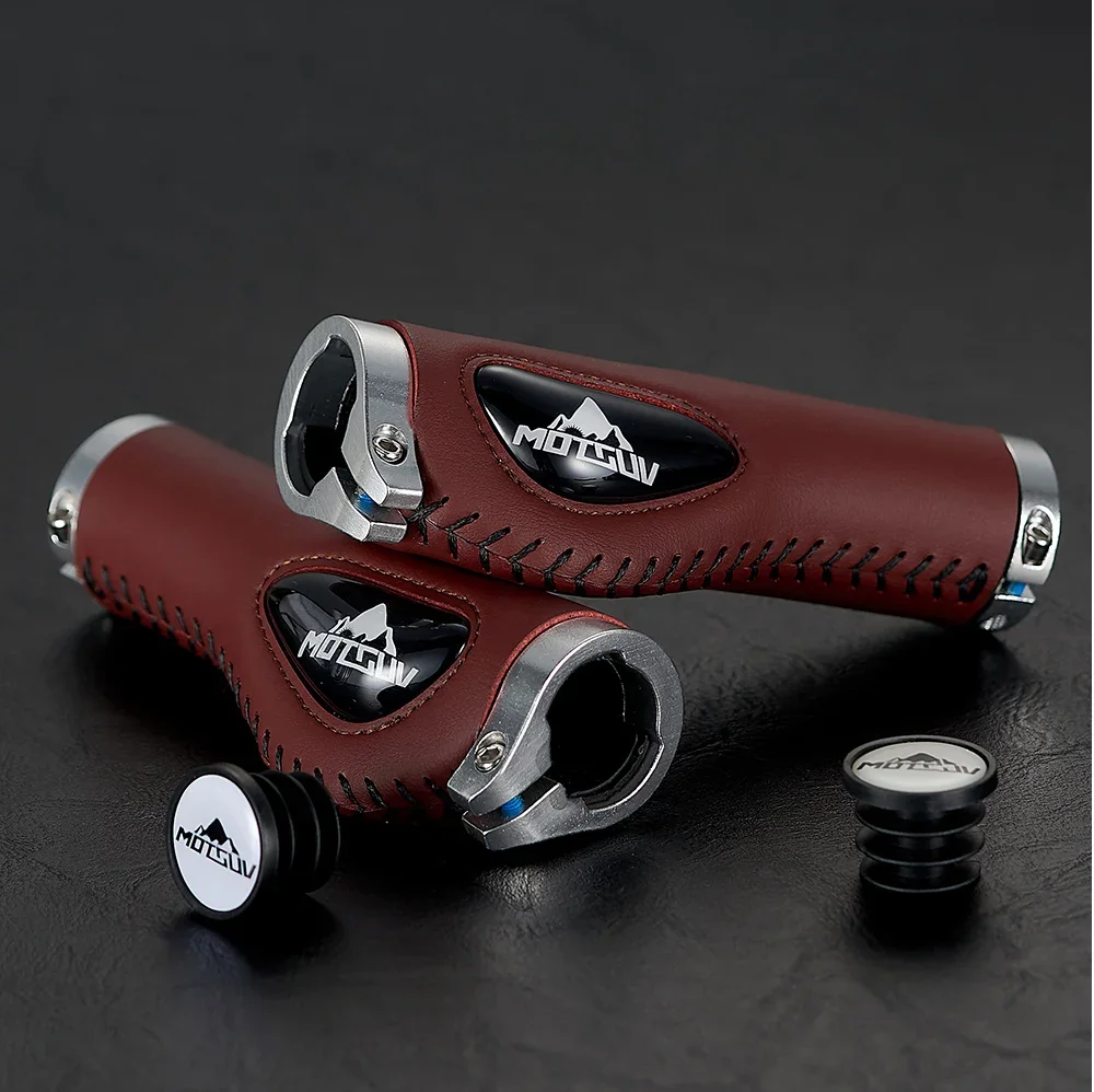 1Piar Bike Handlebar Grip Scooter Ergonomic Leather Cover Cycling Mountain Bicycle Anti-skid