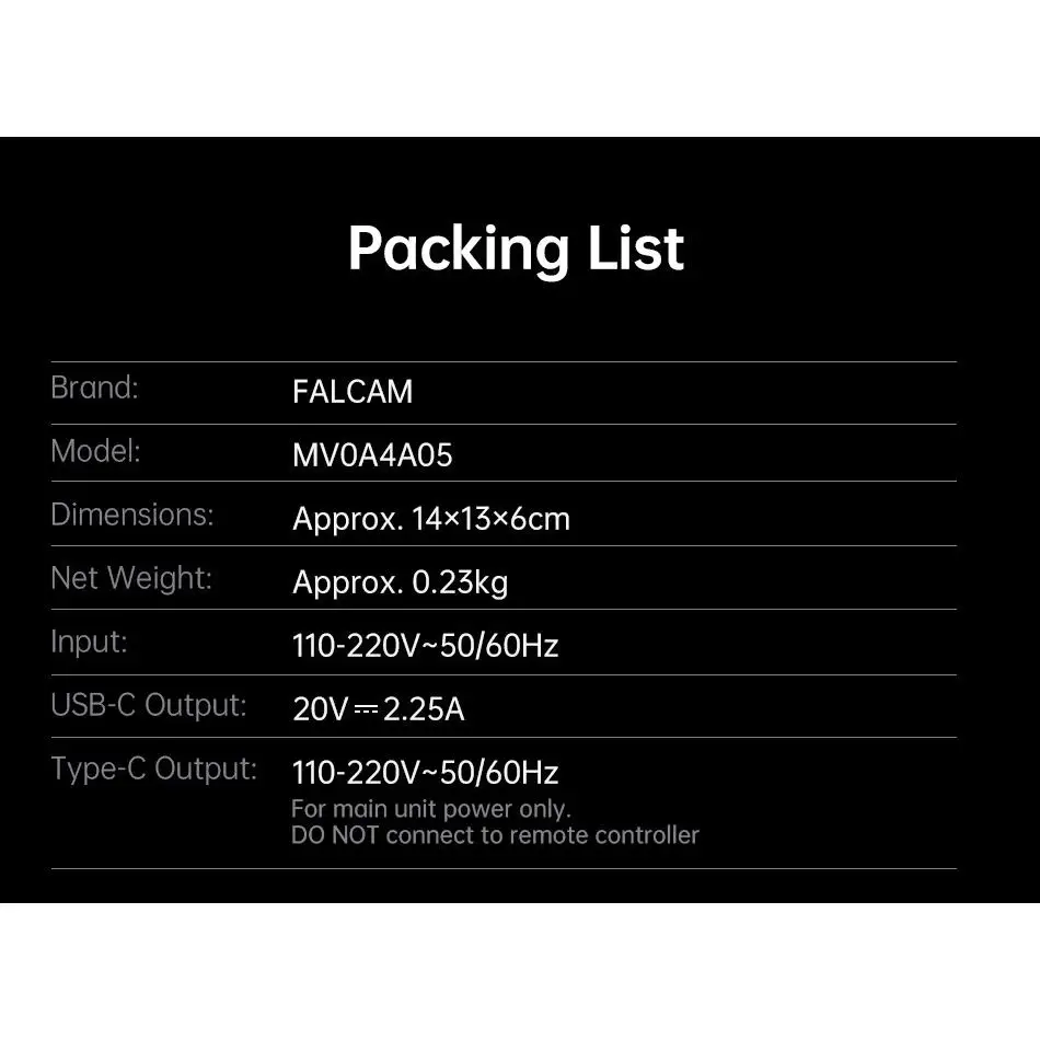 وحدة طاقة FALCAM Move LightGo 50W AC