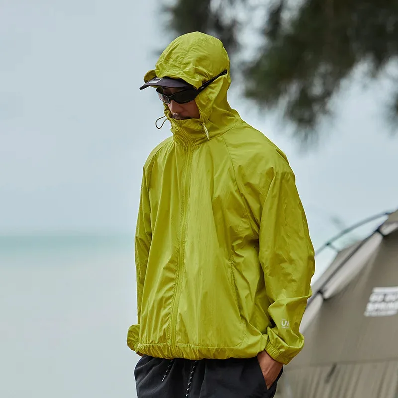 HELLOMARCEL Outdoor Mountain UPF100 Sun Protect Clothing for Men Water Repellent Sun-Protective Clothing Breathable Skin Jacket