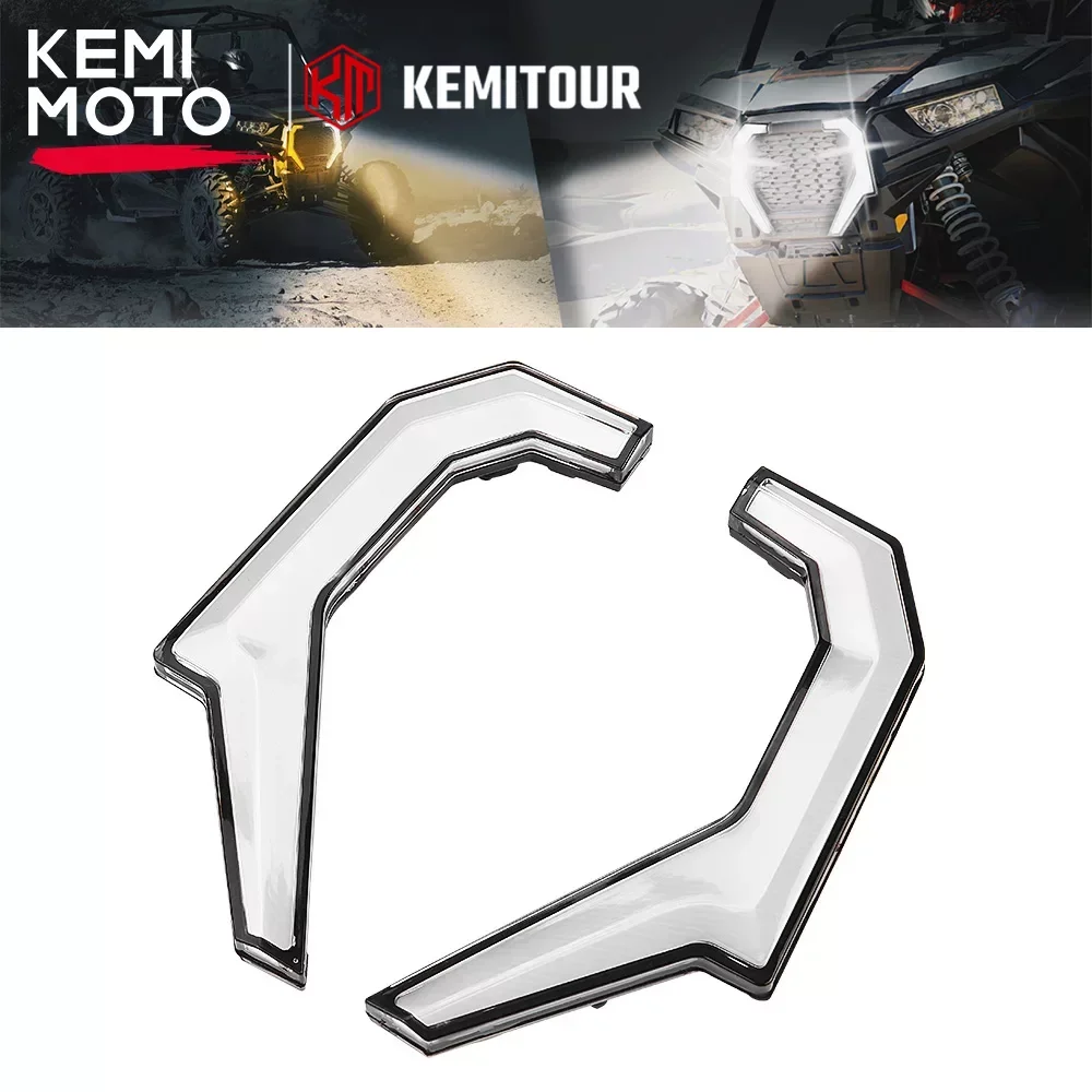 KEMIMOTO UTV Front Signature Assembly Turn Signal Fang Lights Compatible with Polaris RZR XP/XP4 1000 4 S XC 900 2014-2017