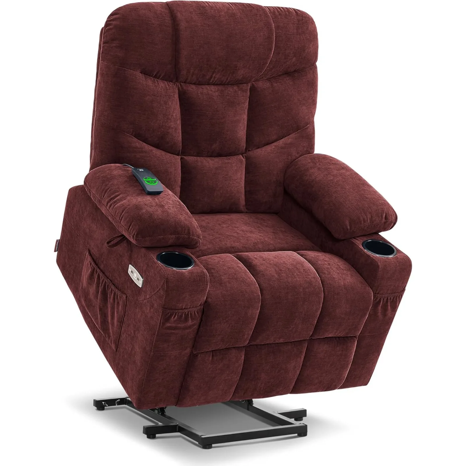 

US Power Lift Recliner Chair with Extended Footrest for Elderly People, Fabric 7287 (Burgundy, Medium-Regular)