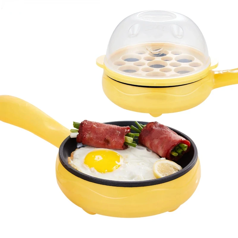 110V/220V Multifunction Household Mini Egg Omelette Pancake Fried Steak Frying Pan Non-Stick Boiled Eggs Boiler Steamer Cooker