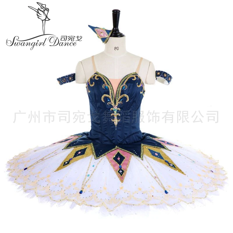 

Adult Rich Blue Harlequinade Professional Ballet Tutu Costumes Girls Classical Pancake Tutu Dress BT4077