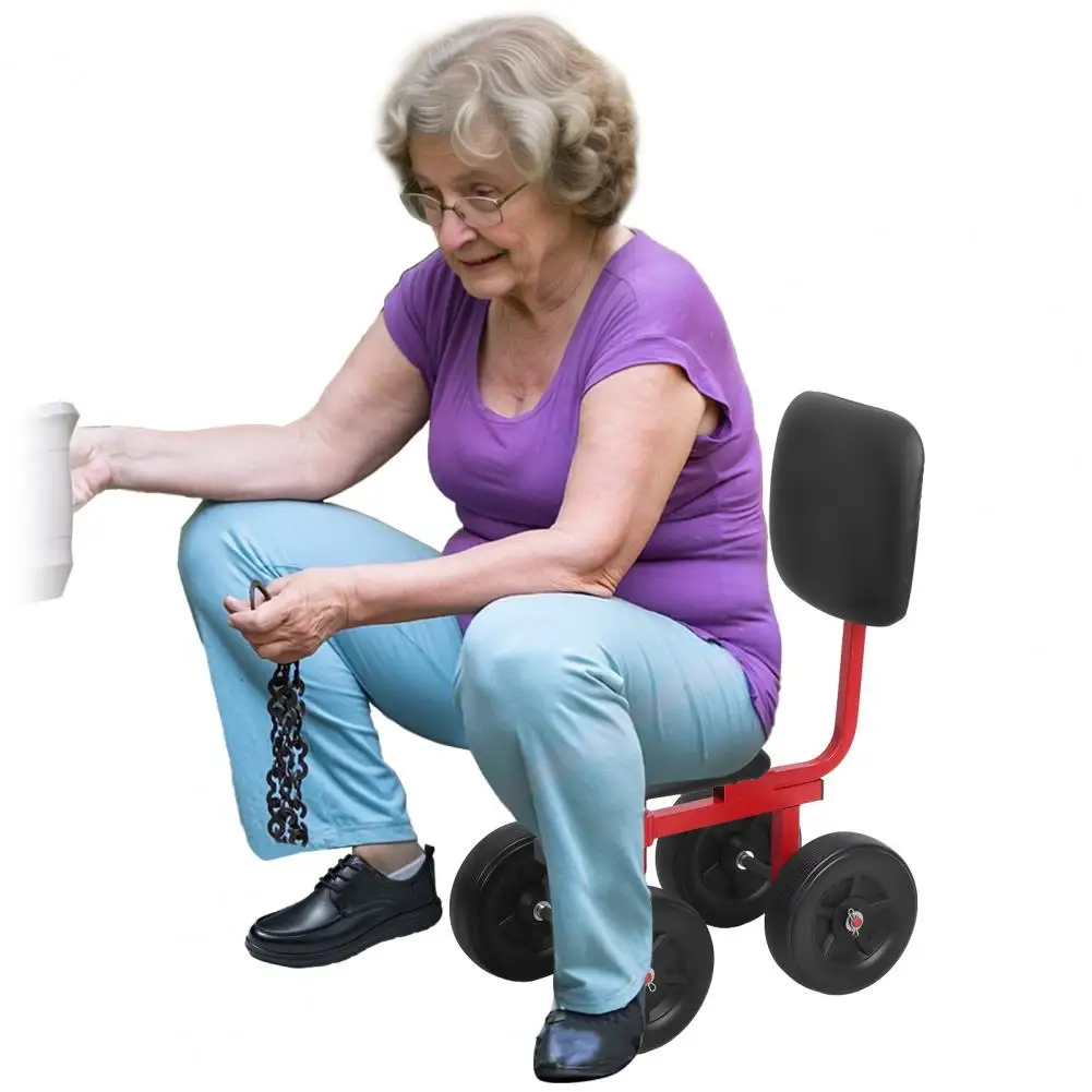 مقعد دوار لعربة الحديقة مع عجلات، مقعد عمل ثابت، عربة متينة قابلة للتعديل بارتفاع واتجاه المقعد، مساعد البستنة، الزراعة