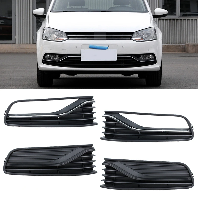 Car Front Bumper DRL Daytime Light Fog Lamp Trim Grille Cover Frame Lid Bezel For VW Polo Hatchback 2014 2015 2016 2017
