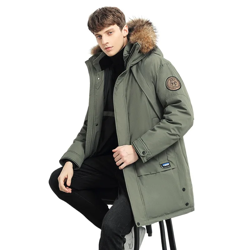 

Men's Fashion Duck Down Parkas With Fur Collar Winter Warm Thick Thermal Overcoat For Male Padded Long Puffer Jacket Outerwear