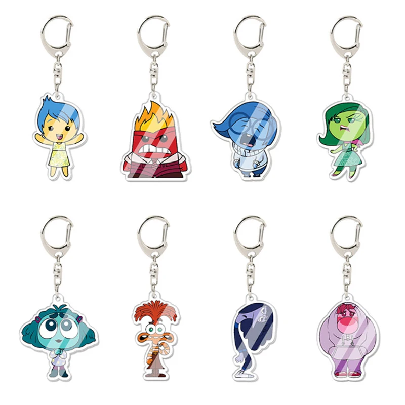 

2024 Inside Out 2 Key Chain Double Sided Pattern Keychain Anime Movie Peripheral Hanging Cartoon Bag Jewelry Pendant