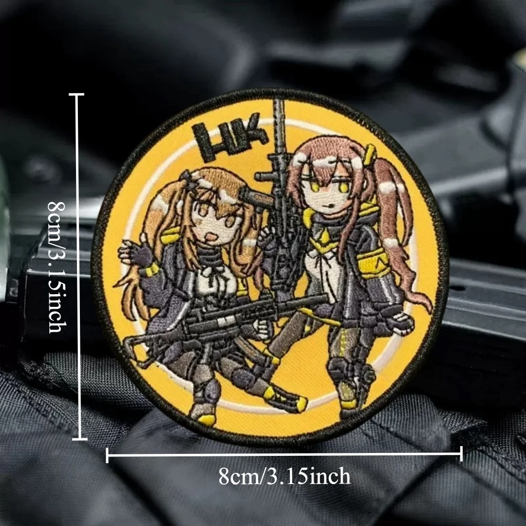 Girls Frontline UMP 9 and UMP 45 Airsoft Morale Tactical Patch HK Embroidered Hook Loop Patches for Clothing & Backpack Stickers