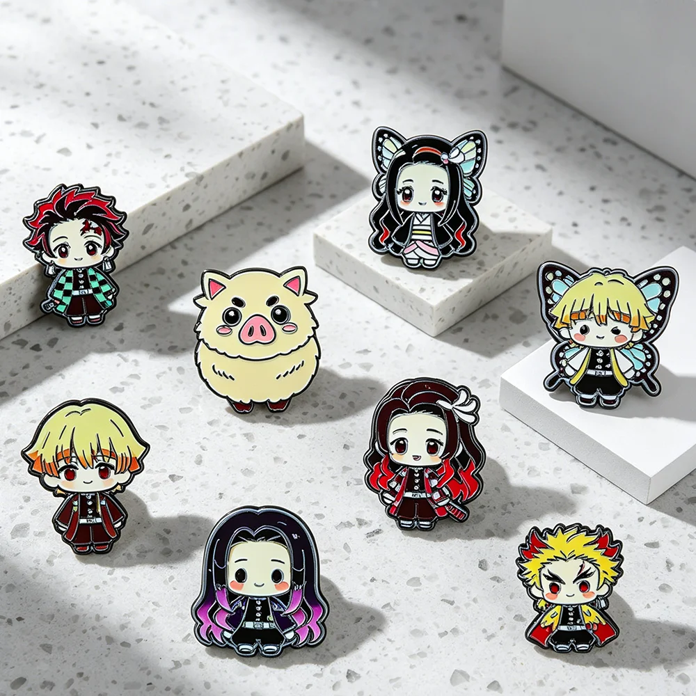 8pcs Set Pin Enamel Anime Demo - Anime Cosplay Demon Slayer ulasan dan harga
