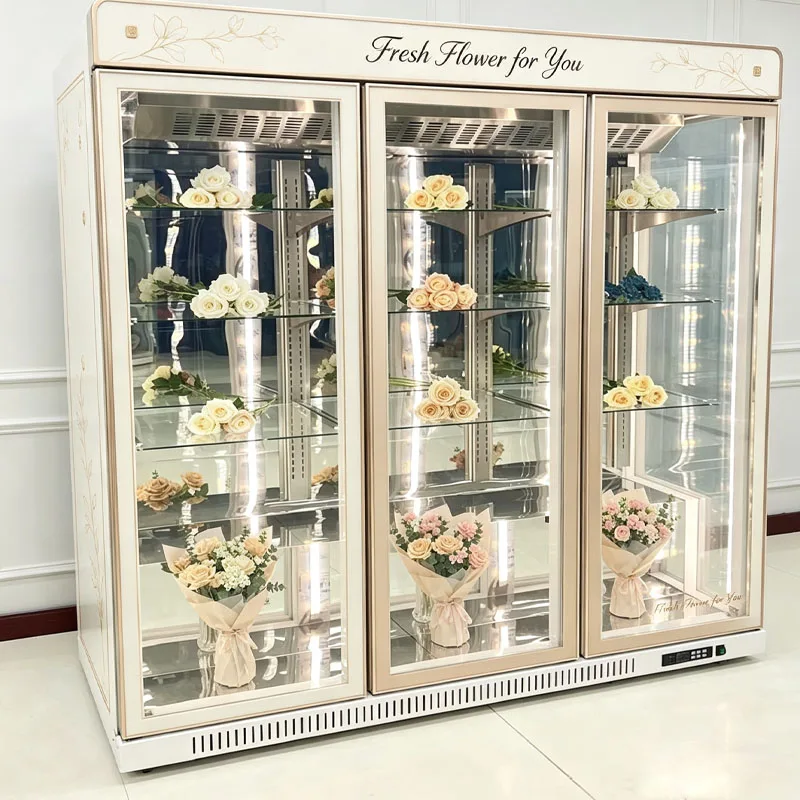 Flower Display Cabinet Refrigerated Fresh Flower Cooler Preservation Showcase For Florist Shop Customized