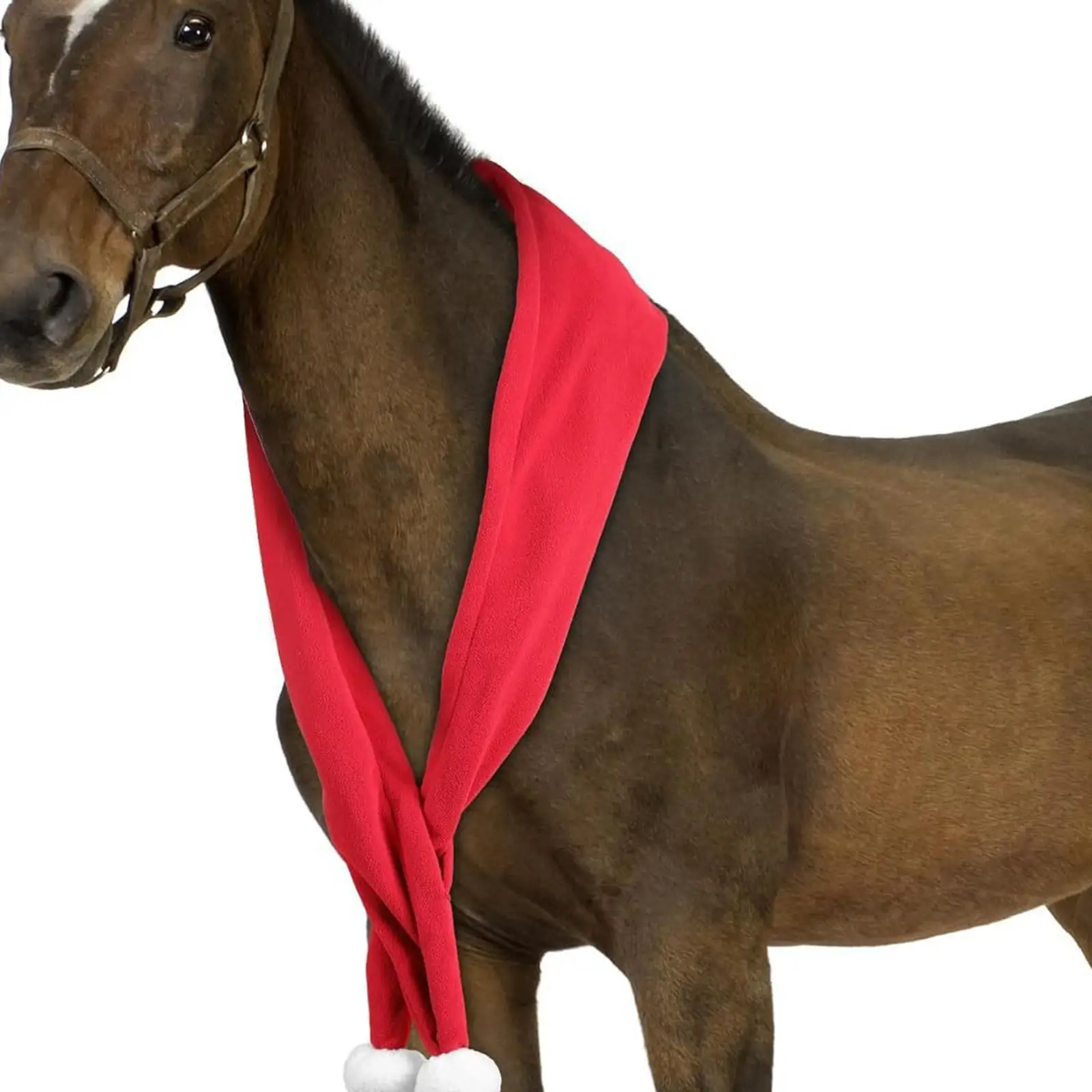 وشاح حصان عيد الميلاد، بطانية قطيفة حمراء دافئة احتفالية للخيول، ديكور عملي للعطلات والهدايا #3