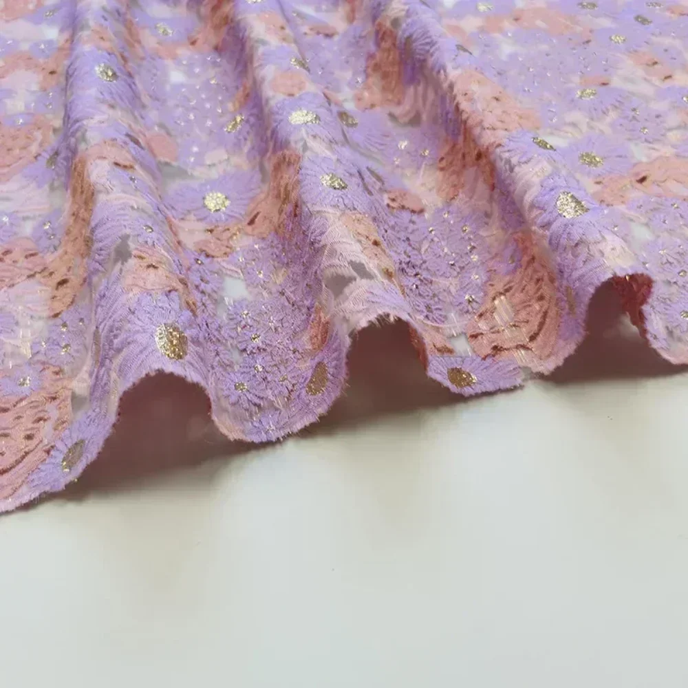 

Жаккардовая ткань из органзы, весна-лето, свежая фиолетовая маленькая хризантема, микропрозрачное платье, модный дизайн, ткань на метр