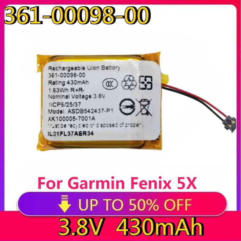 

New High quality replaceable Watch Battery 361-00098-00 For Garmin Fenix 5X Replacement Battery 430mAh
