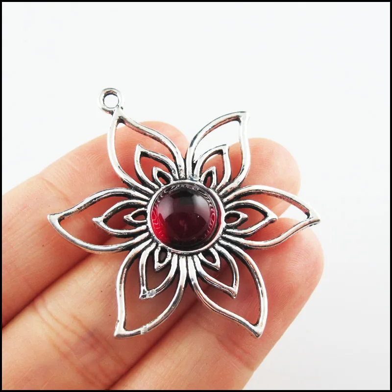 Fashion New SunFlower Teardrop Rose Cross Charms Red Glaze Tibetan Silver Plated Pendants Retro