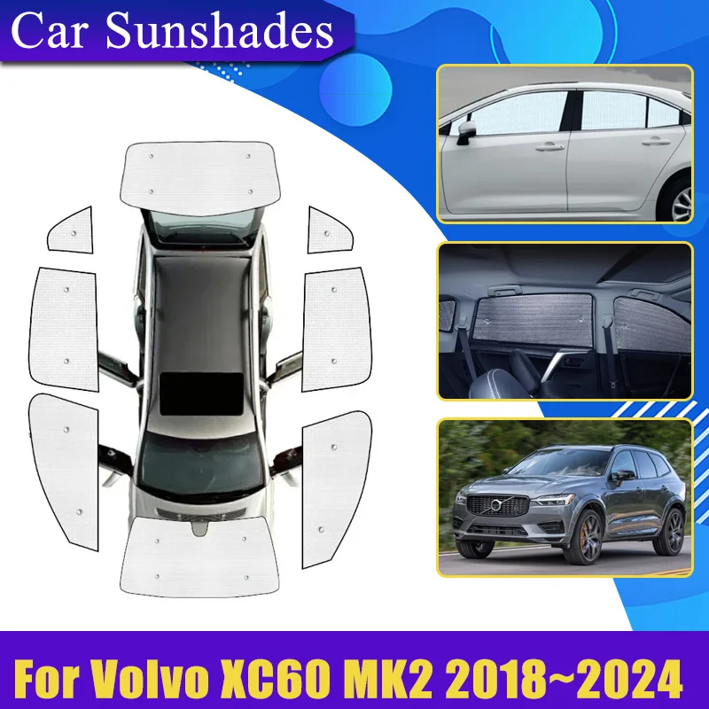 

Car Full Coverage Sunshades For Volvo XC60 MK2 2018-2024 Sun Shade Anti-UV Privacy Blocks Cars Heat insulation Auto Accessories