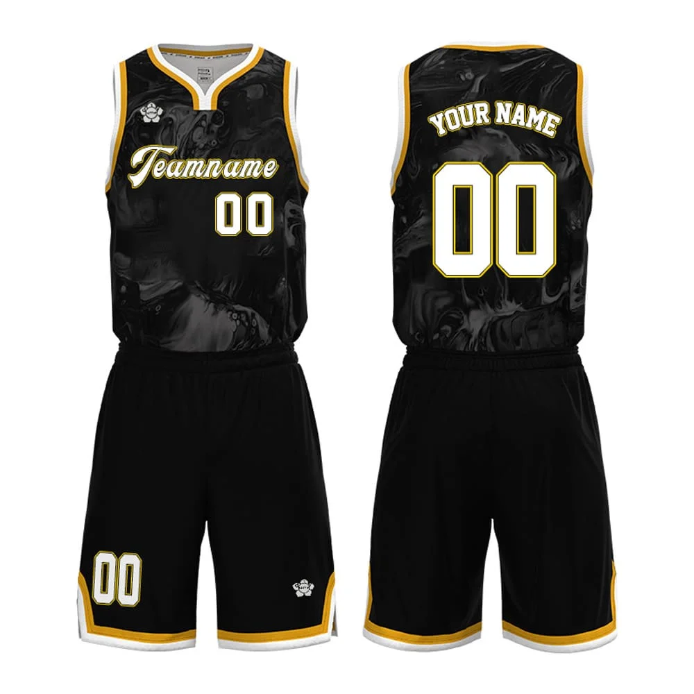 Camisetas de baloncesto para hombres y mujeres, uniformes profesionales personalizados de equipo de entrenamiento de la nueva temporada, color negro, con letras impresas y números completos