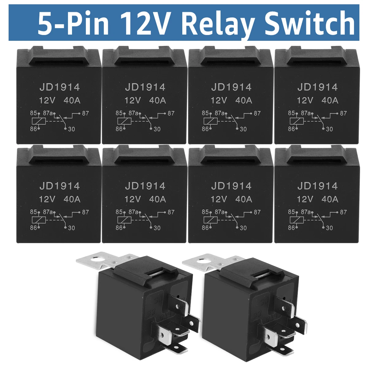 5/10Pcs Waterproof Automotive Relay 12V 5pin 5P 40A Car Relay With Black Red Copper Terminal Auto Relay With Relay Socket Switch