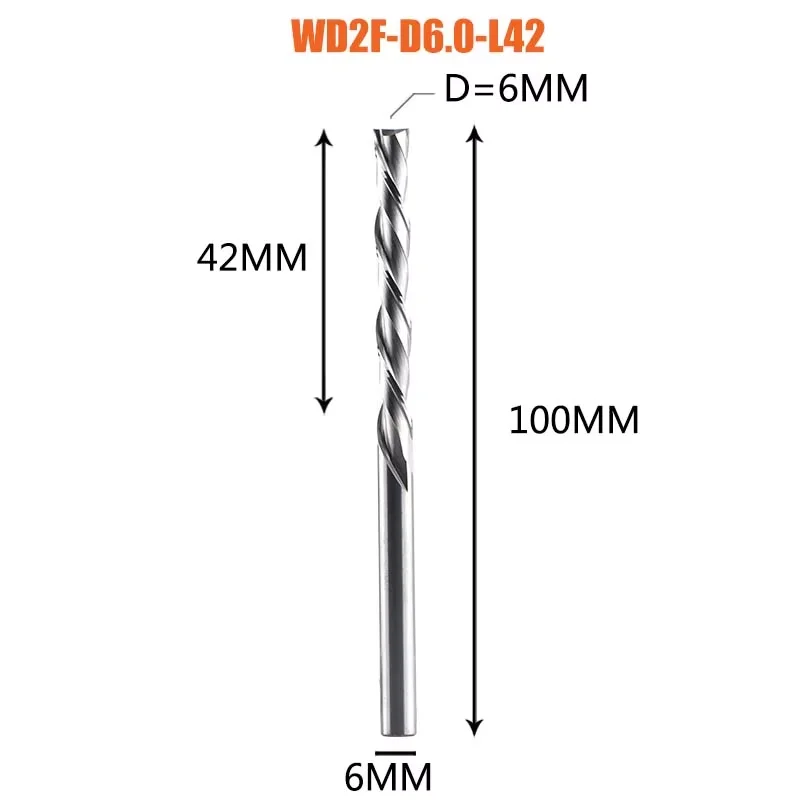 Dreanique 1 st Vhm Frees 3.175 4 6 8mm 2 Fluit Spiraal Router Bit Carbide Frees Hout MDF Down cut