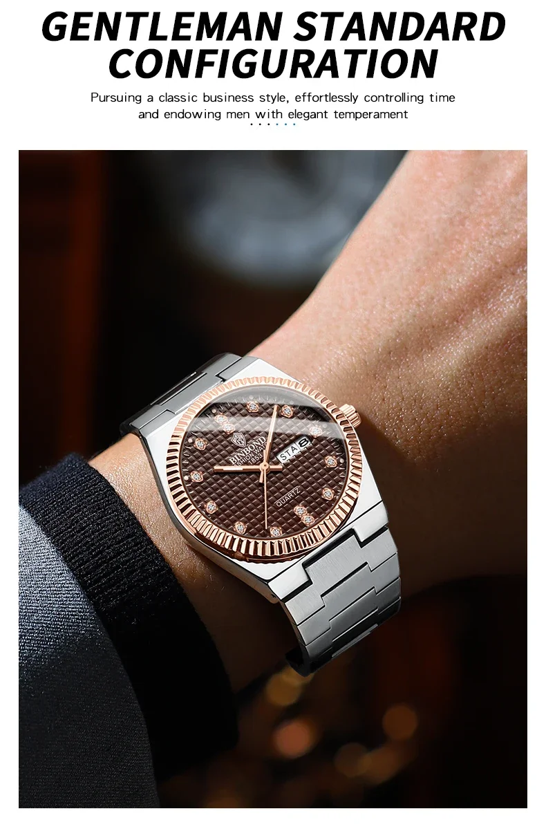 BINBOND 초박형 남성용 시계, 슈퍼 플레이어 시리즈, 야간등 방수, 트렌디한 남성 시계, 최고 신제품, B301