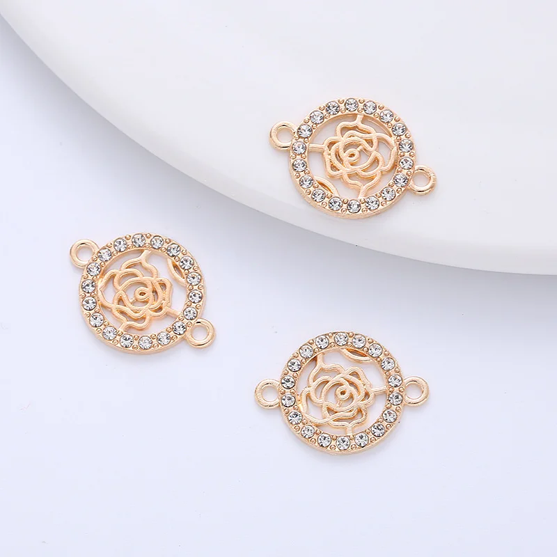 10pcs Crystal Flower Pendant Connector for Jewelry Making Charm for Bracelet Necklace Earring DIY Handmade Jewelry Findings