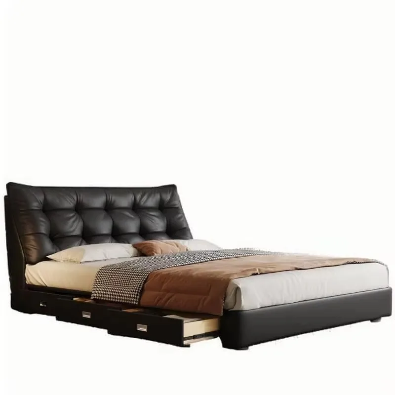 Elegant Bedroom Double Bed Cheap Wood Modern Queen Full Size Frames Bed Twin House Storage Camas De Dormitorio Furniture Home