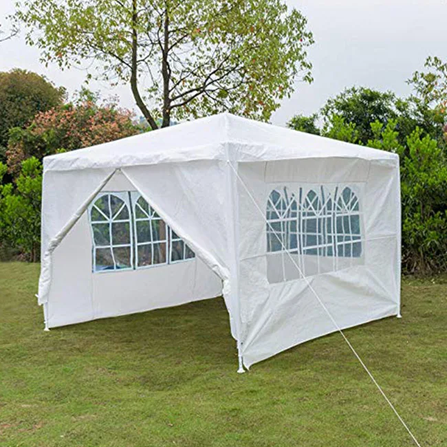 

Outdoor Garden Waterproof Pavillon White Color 3x3 Steel Metal Patio Party Gazebo Tent 10x10 ft with Remove Sidewall