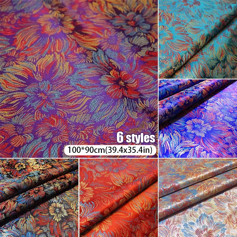 

Chinese Style Brocade Fabric Satin Silk Jacquard Damask Fabric For Diy Sewing Dress Antique Cheongsam Costume DIY Material