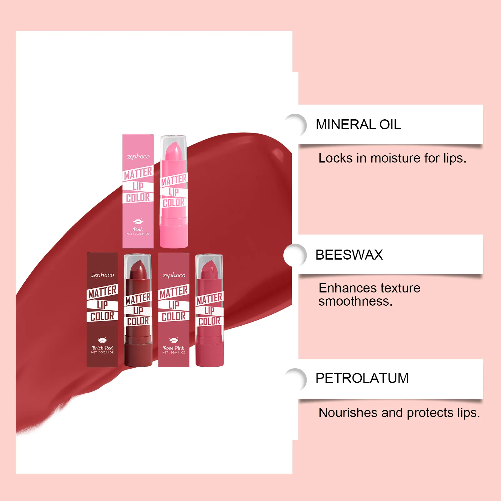 Rossetto Idratante, Colore Labbra Ricco e Modulabile, Lunga Durata, Impermeabile, Anti-sbavature, Balsamo Labbra Colorato, Gloss Labbra per il Trucco