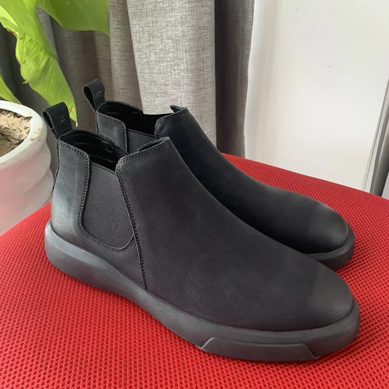 تشيلسي أحذية للرجال شتاء دافئ عصري أحذية مبطنة بالصوف عادية المطاط وحيد الرجال الأحذية أحذية من الجلد للرجال حجم كبير