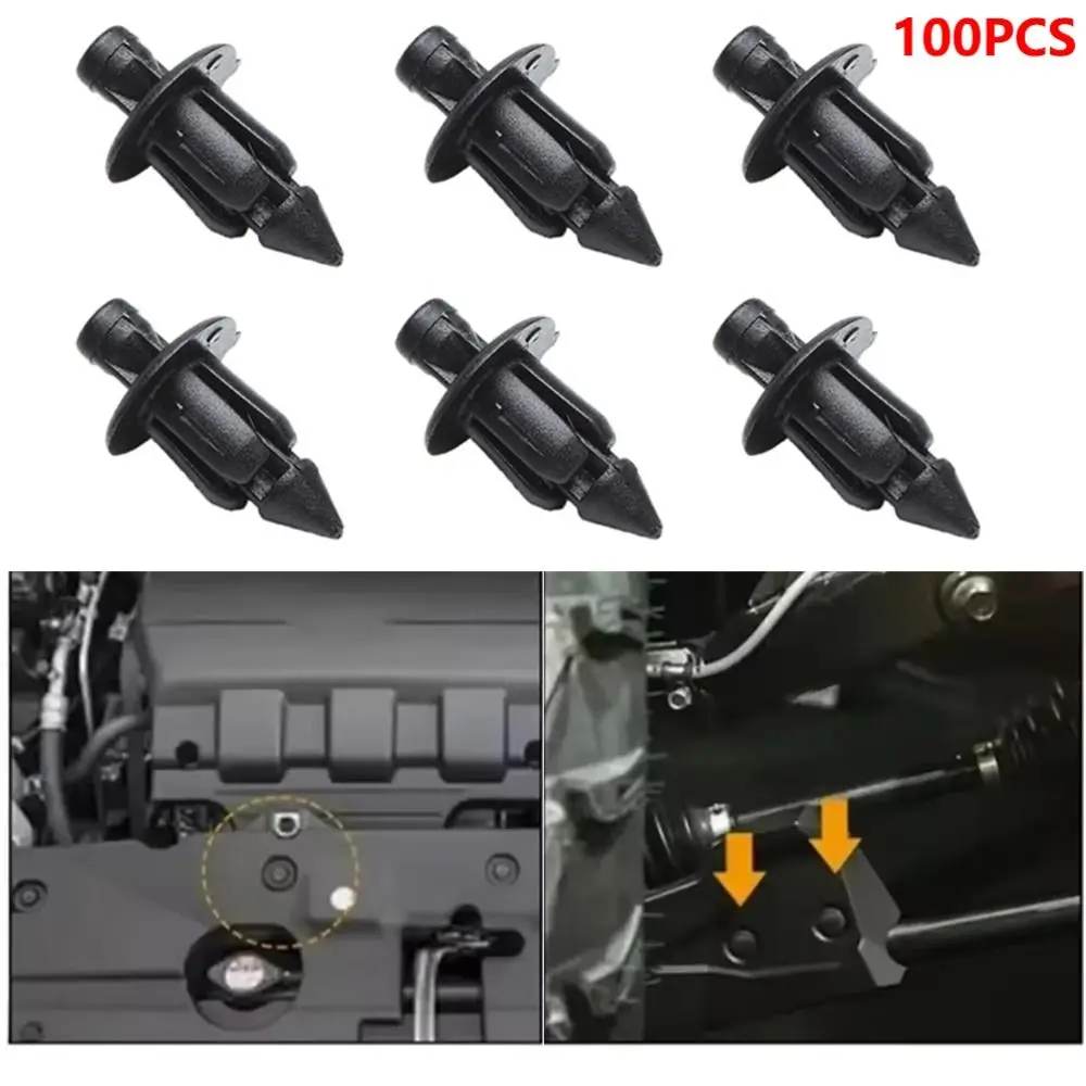 

100Pcs 6mm Car Fender Fastener Clips Black Plastic Setting Panel Rivets Durable Accessories for Honda/Suzukii/Kawasakii