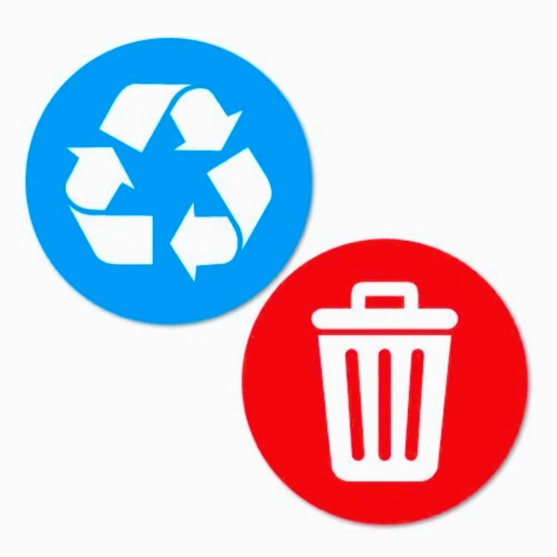 Calcomanías decorativas para coche, contenedor de basura de reciclaje, pegatinas azules y rojas, calcomanía de 15cm de PVC KK