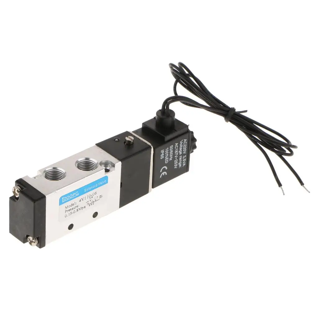 

Пневматические электромагнитные воздушные клапаны постоянного тока 220 В, 5 портов, 2 положения, 5/1/4 BSPT 4V110-06