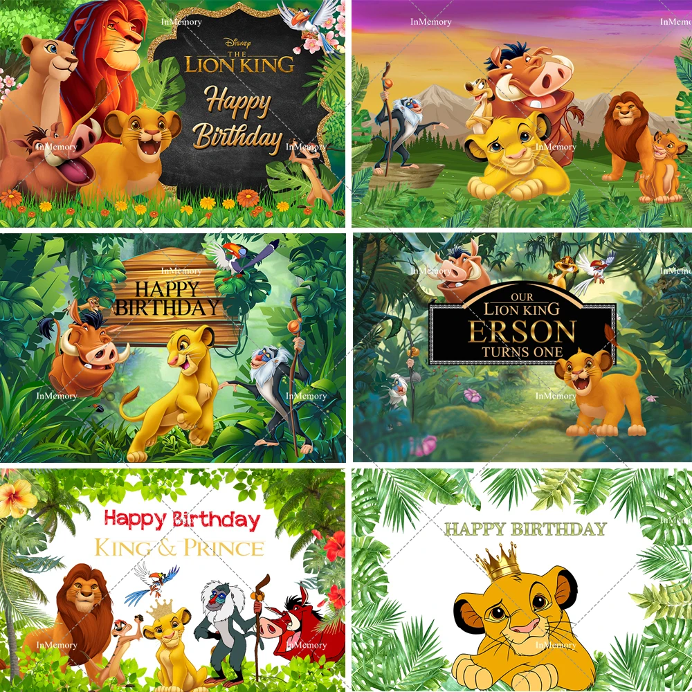 Пользовательские фоны «Король Лев» для фотографии, лесные зеленые листья, фон для вечеринки в честь дня рождения для мальчиков, поставщик фотостудии