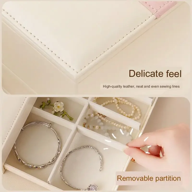 New Jewelry Storage Box, Princess Double Layer Finishing Earrings  Ring Necklace Box, Exquisite High-end Gift