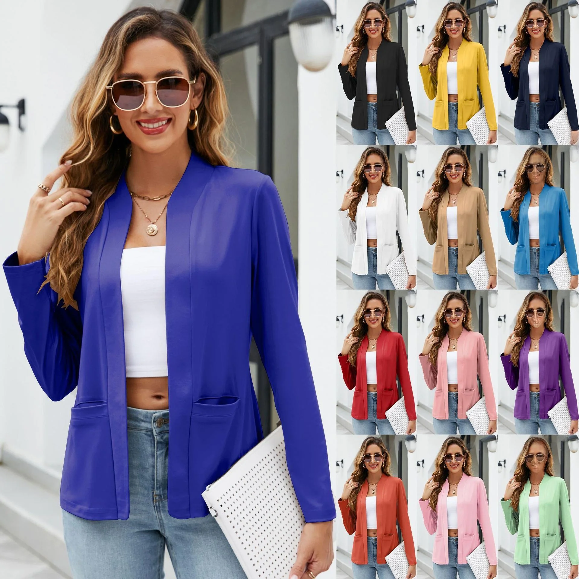 

Women's Suit Tops with Pocket Jackets Commute Style Long Sleeve Iron-Free Processing Winter Collection Fashion Ladies' Clothing