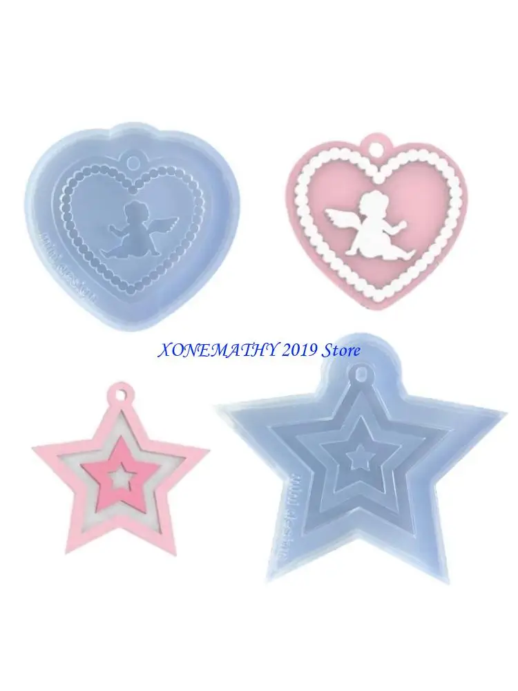 

F42F Loves Angel Star Геометрические серьги силиконовые формы подходят для эпоксидной смолы DIY ремесла орнамент кулон брелоков