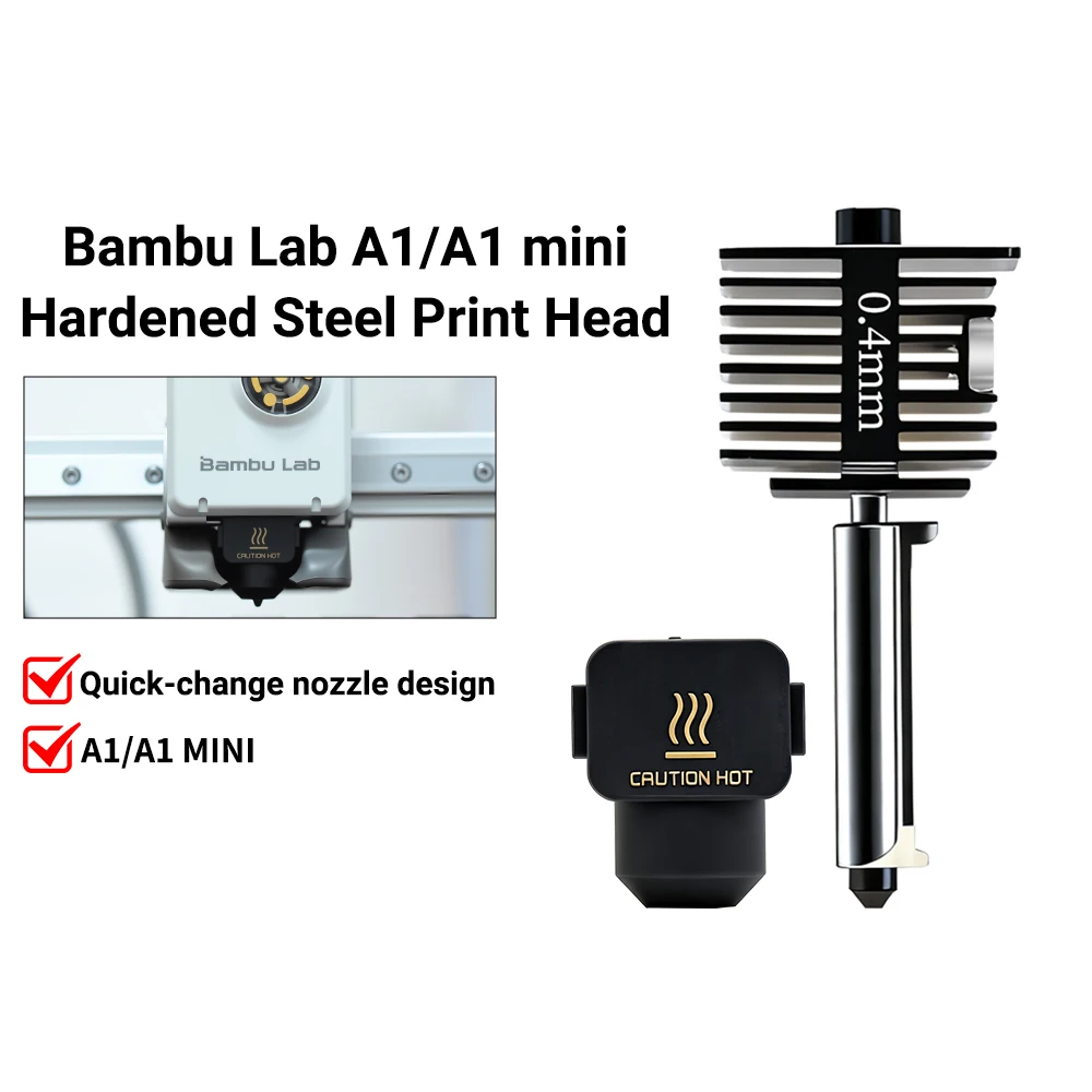 ホットエンドキット BambuLab A1/A1 ミニ高速ホットエンドアセンブリ 0.2/0.4/0.6/0.8 ミリメートル硬化鋼ノズル 3D プリンタ部品
