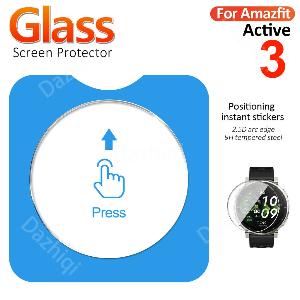 

9H Tempered Glass for Amazfit Active 3 Screen Protector Film Easy Install Tool for Amazfit Active3 Instant Protective Glass