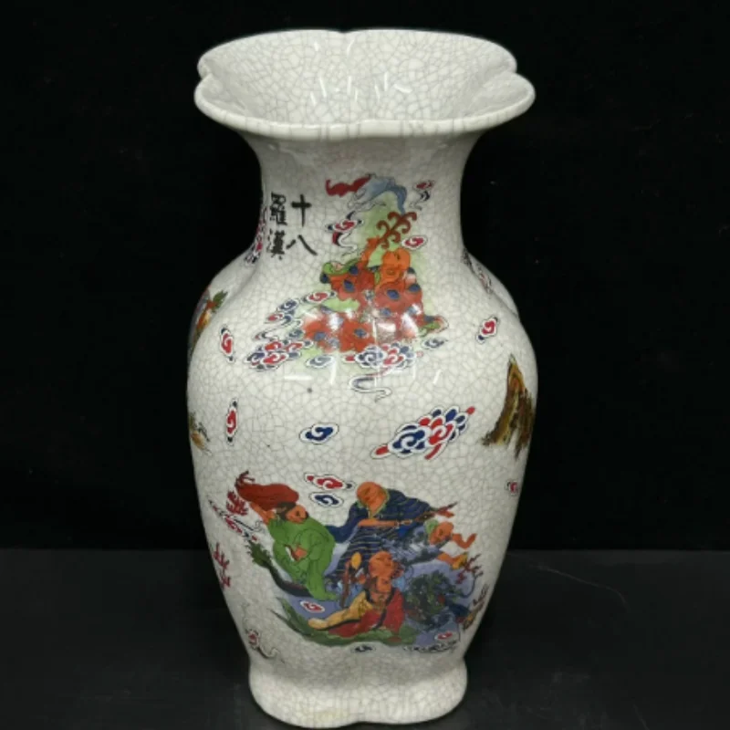 Qing Qianlong Famille Rose Porcelain Vase - Eighteen Arhats Pattern, Antique Ceramic Home Ornament Traditional Tabletop Display