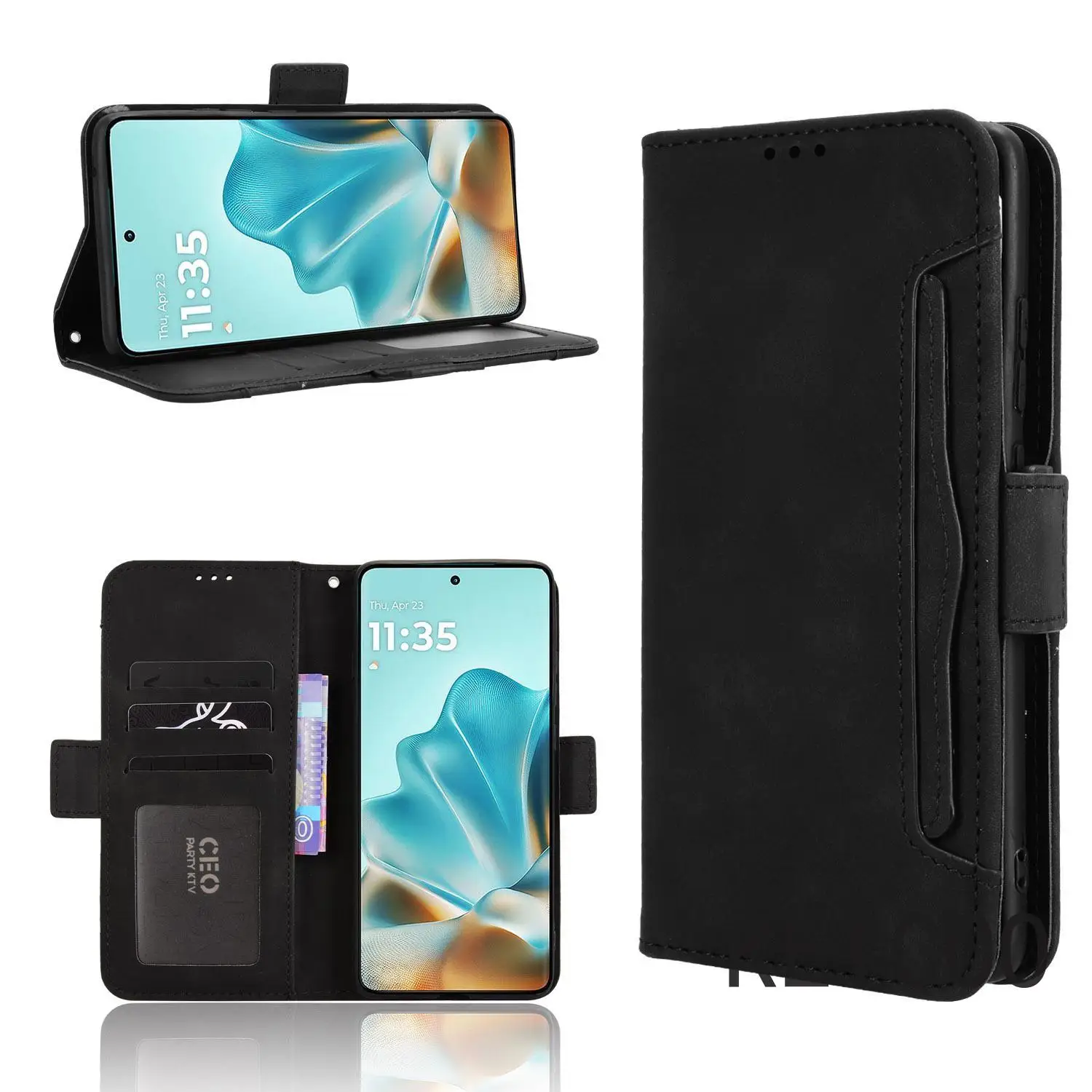 

Откидная крышка с несколькими слотами для карт для Motorola Edge 40 50 60 Fusion Neo Pro Ultra 5G, многофункциональный кожаный чехол с защитой от падения