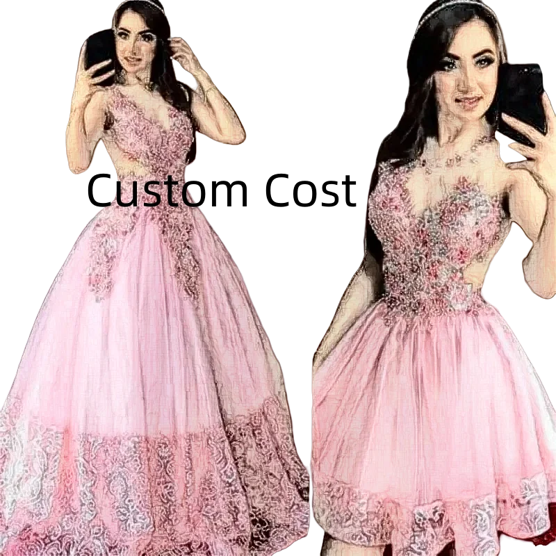 

Pink Detachable Train Wedding Dresses Beads Sheer Back Removable Skirt 2 in 1 Bridal Wedding Gowns