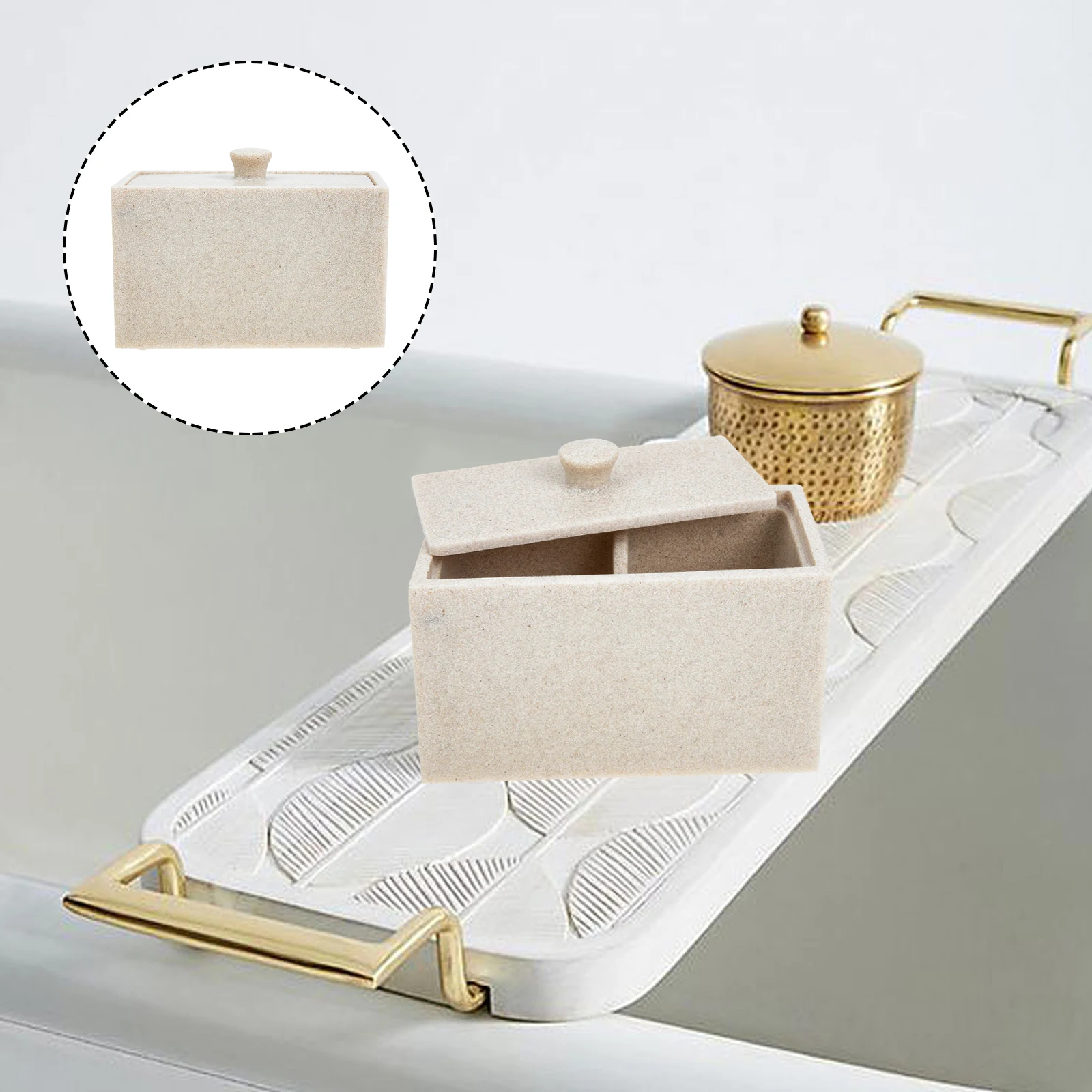

2-Compartments Lidded Cotton Swab Storage Case Dust-Proof Makeup Cotton Organizer Container For Swabs Balls Applicators
