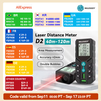 Mileseey D2 Distance Laser Meter, 40M 120m Digital Trena Measurement Instrument,Double Level Bubbles, Range Finder For Home