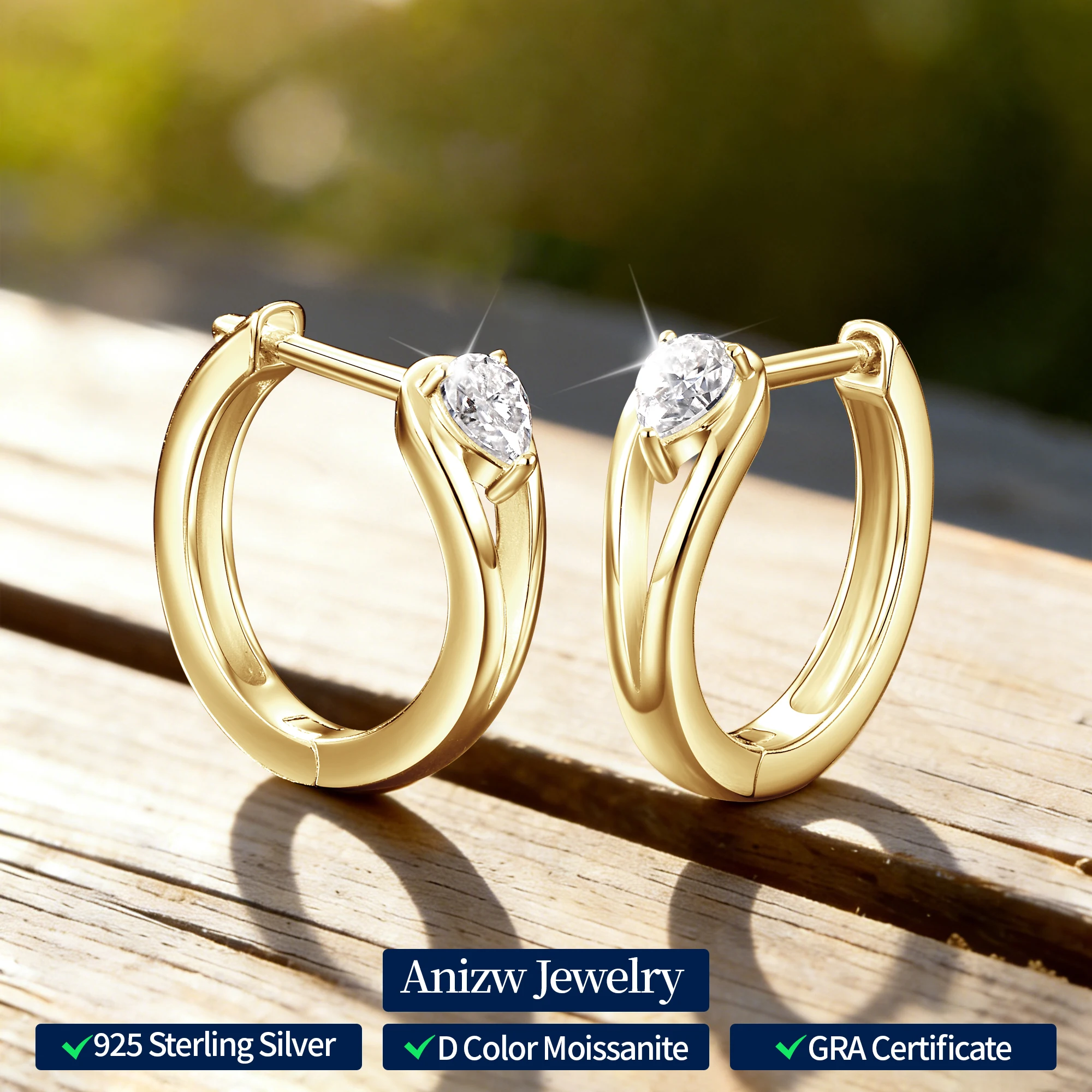 

Новинка 2023 года, серьги-кольца D-E с муассанитом и пасьянсом 0,3 карата грушевидной огранки для женщин, серьги-кольца из настоящего серебра 925 пробы с каплями воды и бриллиантами в лаборатории