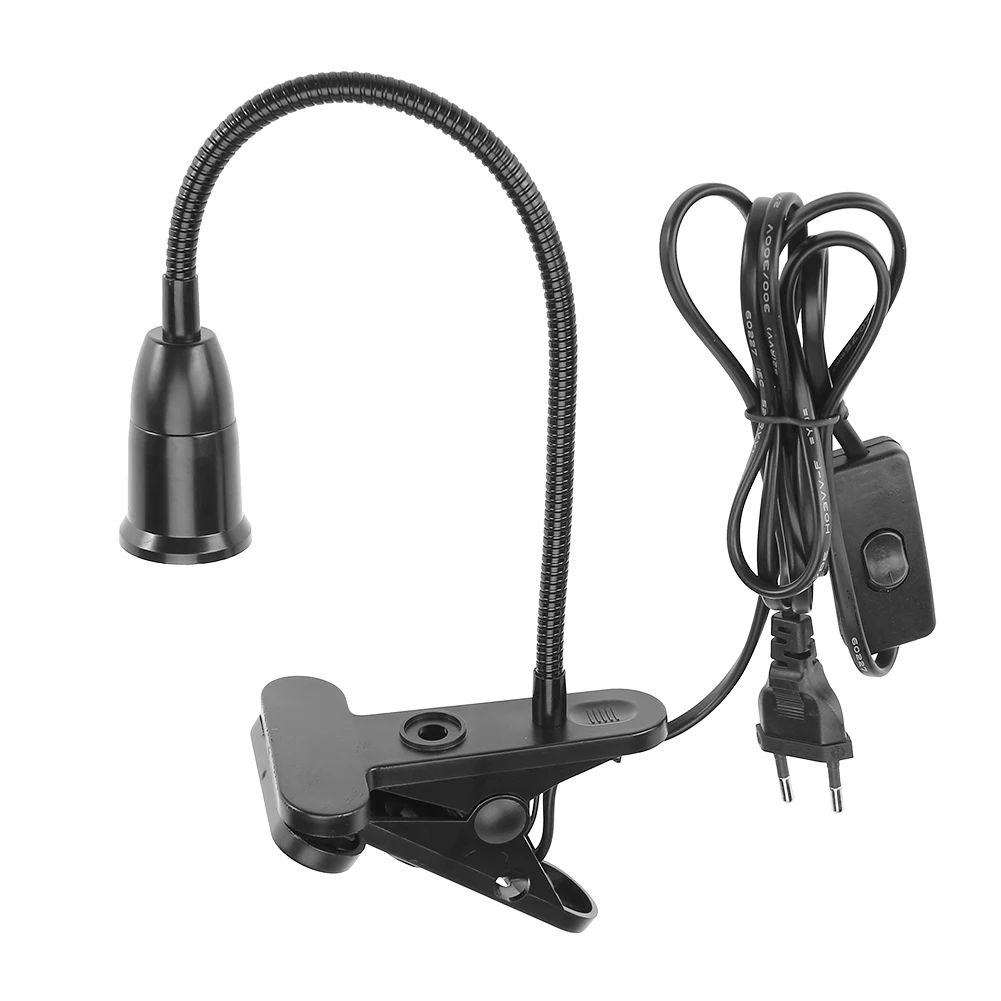 1.7m E27 Clamp Lamp Bases EU Plug Desk Lamps LED Bulb Hanging Light Socket Holder with Switch Flexible Gooseneck Reading Lights