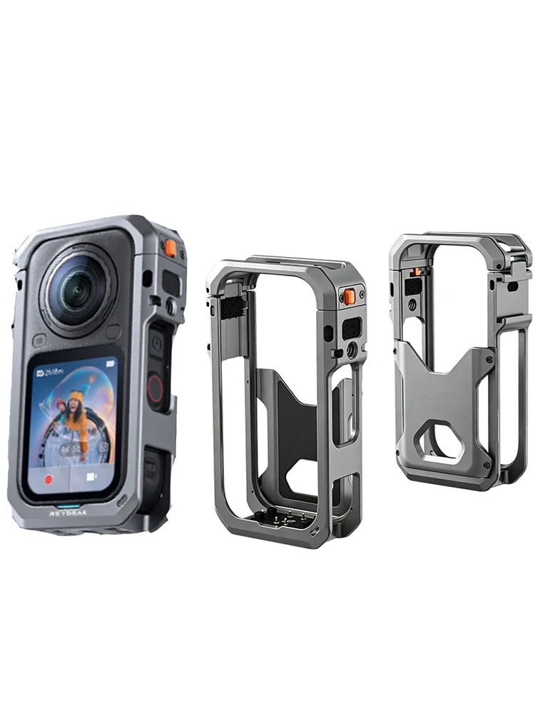 Aluminiowa ramka ochronna do Insta360 X6, metalowa obudowa ochronna z ramką rozszerzającą, osłoną obiektywu, mocowaniem typu cold shoe i adapterem na śrubę 1/4". — zdjęcie produktu 7