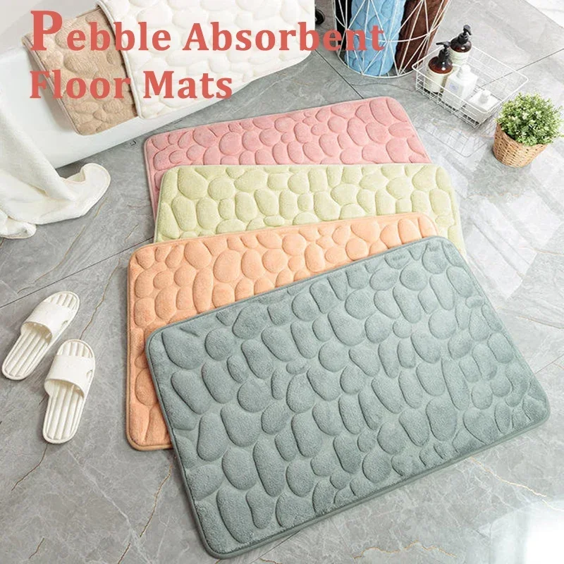 Mat Non-slip Carpets Cobblestone Embossed Bathroom Bath In Wash Basin Bathtub Side Floor Rug Shower Room Doormat Memory Foam