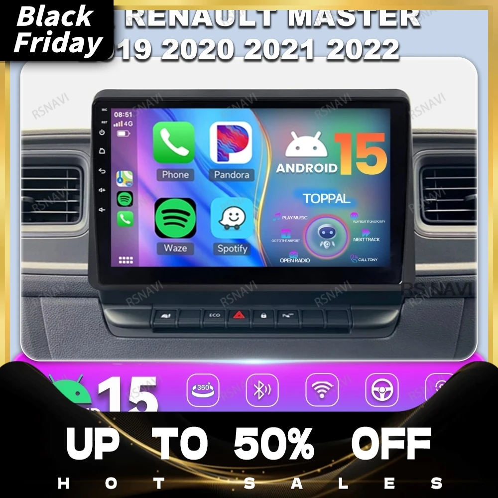 Android 14 For Renault Master 2019 2020 2021 2022 Viedo Player 5G WIFI Autoradio DSP Stereo QLED 4G LTE Head Unit Qualcomm BT