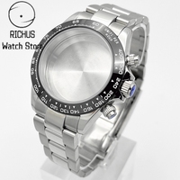 39mm VK63 Case Silver Watch Case Stainless Steel Watch Strap Fit VK63 Quartz Movement Watch Accessories