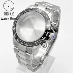 39mm VK63 Case Silver Watch Case Stainless Steel Watch Strap Fit VK63 Quartz Movement Watch Accessories